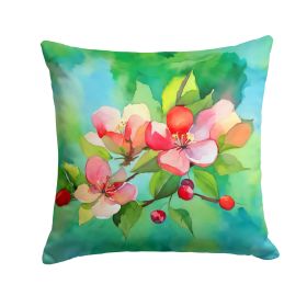 Arkansas Apple Blossom in Watercolor Throw Pillow Machine Washable, Indoor Outdoor Decorative Pillow for Couch, Bed or Patio, 14Hx14W (default: Default)