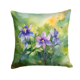 Colorado Rocky Mountain Columbine in Watercolor Throw Pillow Machine Washable, Indoor Outdoor Decorative Pillow for Couch, Bed or Patio, 14Hx14W (default: Default)