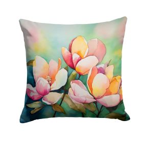 Mississippi Magnolia in Watercolor Throw Pillow Machine Washable, Indoor Outdoor Decorative Pillow for Couch, Bed or Patio, 14Hx14W (default: Default)