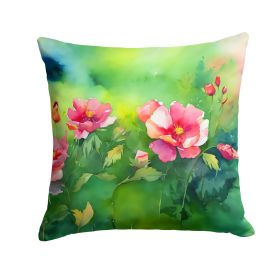 Iowa Wild Prairie Roses in Watercolor Throw Pillow Machine Washable, Indoor Outdoor Decorative Pillow for Couch, Bed or Patio, 14Hx14W (default: Default)