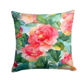 Alabama Camellia in Watercolor Throw Pillow Machine Washable, Indoor Outdoor Decorative Pillow for Couch, Bed or Patio, 14Hx14W (default: Default)