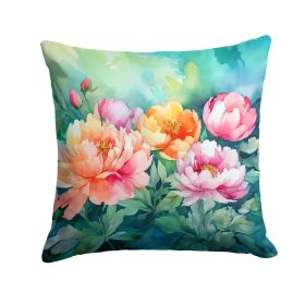 Indiana Peonies in Watercolor Throw Pillow Machine Washable, Indoor Outdoor Decorative Pillow for Couch, Bed or Patio, 14Hx14W (default: Default)