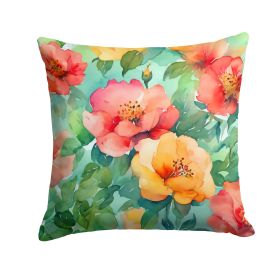 Georgia Cherokee Rose in Watercolor Throw Pillow Machine Washable, Indoor Outdoor Decorative Pillow for Couch, Bed or Patio, 14Hx14W (default: Default)