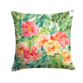 Indiana Peonies in Watercolor Throw Pillow Machine Washable, Indoor Outdoor Decorative Pillow for Couch, Bed or Patio, 18Hx18W (default: Default)