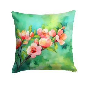 Delaware Peach Blossom in Watercolor Throw Pillow Machine Washable, Indoor Outdoor Decorative Pillow for Couch, Bed or Patio, 18Hx18W (default: Default)