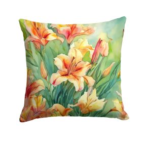 Utah Sego Lilies in Watercolor Throw Pillow Machine Washable, Indoor Outdoor Decorative Pillow for Couch, Bed or Patio, 18Hx18W (default: Default)