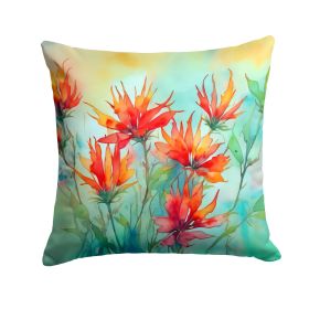 Wyoming Indian Paintbrush in Watercolor Throw Pillow Machine Washable, Indoor Outdoor Decorative Pillow for Couch, Bed or Patio, 14Hx14W (default: Default)