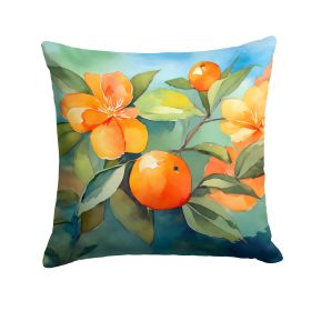 Florida Orange Blossom in Watercolor Throw Pillow Machine Washable, Indoor Outdoor Decorative Pillow for Couch, Bed or Patio, 18Hx18W (default: Default)