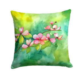Virginia American Dogwood in Watercolor Throw Pillow Machine Washable, Indoor Outdoor Decorative Pillow for Couch, Bed or Patio, 14Hx14W (default: Default)