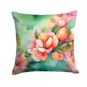Delaware Peach Blossom in Watercolor Throw Pillow Machine Washable, Indoor Outdoor Decorative Pillow for Couch, Bed or Patio, 14Hx14W (default: Default)
