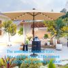 10 x 6.5Ft Rectangular Patio Solar LED Lighted Outdoor Market Umbrellas with Crank and Push Button Tilt for Garden Shade Swimming Pool
