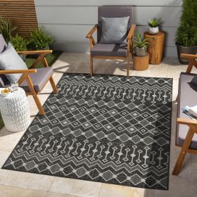 Sunshine GC_HAR2020 Anthracite 7 ft. 10 in. x 10 ft. 3 in. Indoor/Outdoor Area Rug (Color: as Pic)