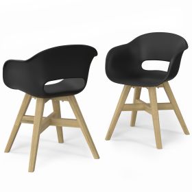 Kona - Outdoor Dining Chair in Plastic (Set of 2) - Black (Color: as Pic)