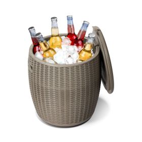 Rattan Cool Bar 4-in-1 Cocktail Table Side Table for Outdoor Patio (Color: As pic show)