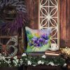 New Jersey Violet in Watercolor Throw Pillow Machine Washable, Indoor Outdoor Decorative Pillow for Couch, Bed or Patio, 18Hx18W