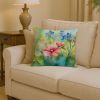 Alaska Forget-me-nots in Watercolor Throw Pillow Machine Washable, Indoor Outdoor Decorative Pillow for Couch, Bed or Patio, 14Hx14W