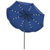 10 Ft Solar Powered Patio Umbrella with 24 LED Lights, Beige Outdoor Market Umbrella