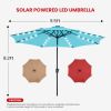 10ft Solar Polyester 32 LED Lighted Patio Umbrella with Tilt Adjustment and UV-Resistant Fabric