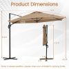 9x8.2FT Cantilever Patio Umbrella, Double-Tier Vented Offset Umbrella for Garden Pool-Brown