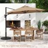 9x8.2FT Cantilever Patio Umbrella, Double-Tier Vented Offset Umbrella for Garden Pool-Brown