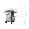 3-Burner Propane Gas BBQ Grill, SS Plancha, 36900BTU Output With Wire Enamel Cooking Grids For Outdoor Barbecue, Foldable Side Table, Hanging Basket,