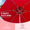 7.5FT Patio Umbrella, Outdoor Table Umbrella with Push Button Tilt and Crank, UV Protection Waterproof Market Sun Umbrella with 6 Sturdy Ribs for Gard
