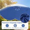 10 Ft Solar Powered Patio Umbrella with 24 LED Lights, Beige Outdoor Market Umbrella