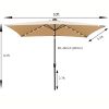 10 x 6.5Ft Rectangular Patio Solar LED Lighted Outdoor Market Umbrellas with Crank and Push Button Tilt for Garden Shade Swimming Pool