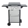 3-Burner Propane Gas BBQ Grill, SS Plancha, 36900BTU Output With Wire Enamel Cooking Grids For Outdoor Barbecue, Foldable Side Table, Hanging Basket,