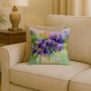 New Jersey Violet in Watercolor Throw Pillow Machine Washable, Indoor Outdoor Decorative Pillow for Couch, Bed or Patio, 18Hx18W