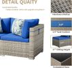 7 Pieces Outdoor Patio Furniture Set, Wicker Patio Conversation Sectional Sofa Set, All Weather PE Rattan Sofa with Glass Table and Cushions