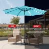 10ft Solar Polyester 32 LED Lighted Patio Umbrella with Tilt Adjustment and UV-Resistant Fabric