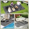 Reversible Outdoor Rug, Waterproof Plastic Straw with Carry Bag, 6' x 9', Black & Gray Geometric Wall