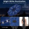 10 Ft Solar Powered Patio Umbrella with 24 LED Lights, Beige Outdoor Market Umbrella