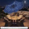 10 Ft Solar Powered Patio Umbrella with 24 LED Lights, Beige Outdoor Market Umbrella