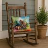 Maine White Pine Cone and Tassels in Watercolor Throw Pillow Machine Washable, Indoor Outdoor Decorative Pillow for Couch, Bed or Patio, 18Hx18W