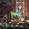 Maine White Pine Cone and Tassels in Watercolor Throw Pillow Machine Washable, Indoor Outdoor Decorative Pillow for Couch, Bed or Patio, 18Hx18W